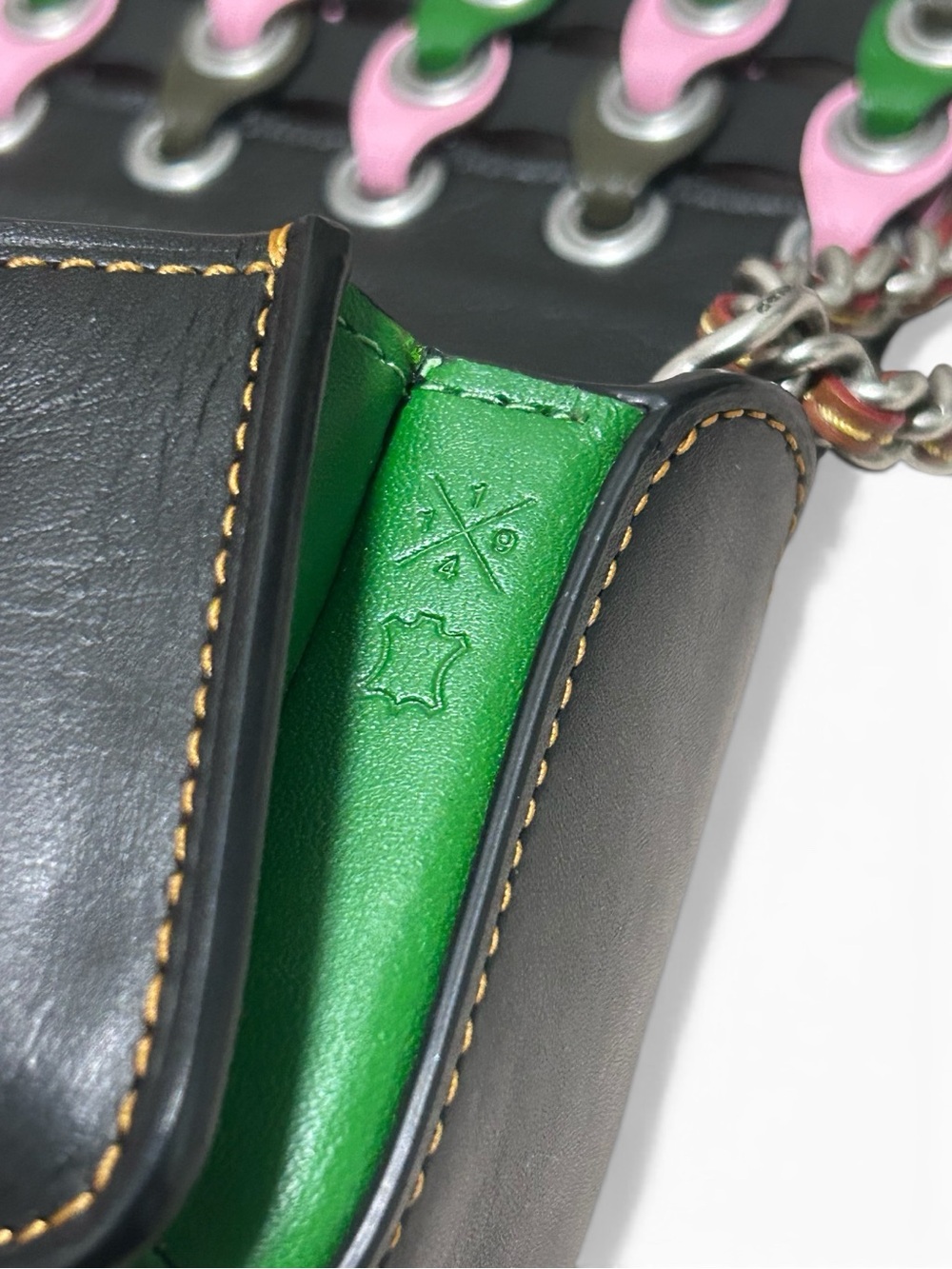COACH 1941 Dinkier Glovetanned Leather Color Block Links Convertible Strap - Picture 5 of 14